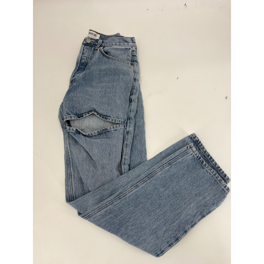 AGOLDE Lana Slice High Rise Straight Leg Jeans Light Wash Blue Size 25
